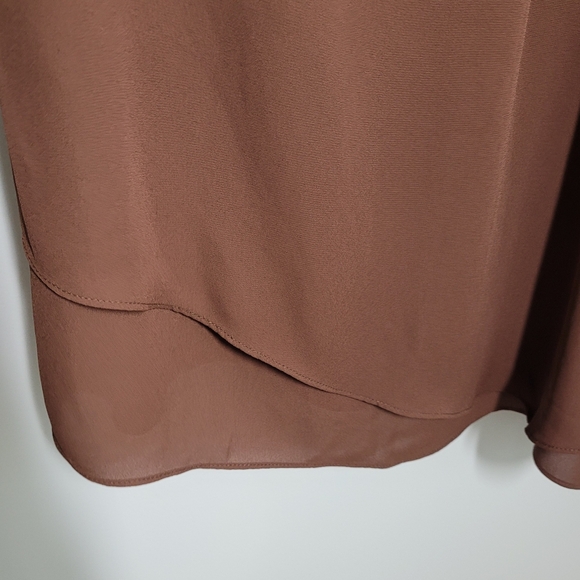 V-Neck Dress Blouse Brown 5X - Picture 4 of 7